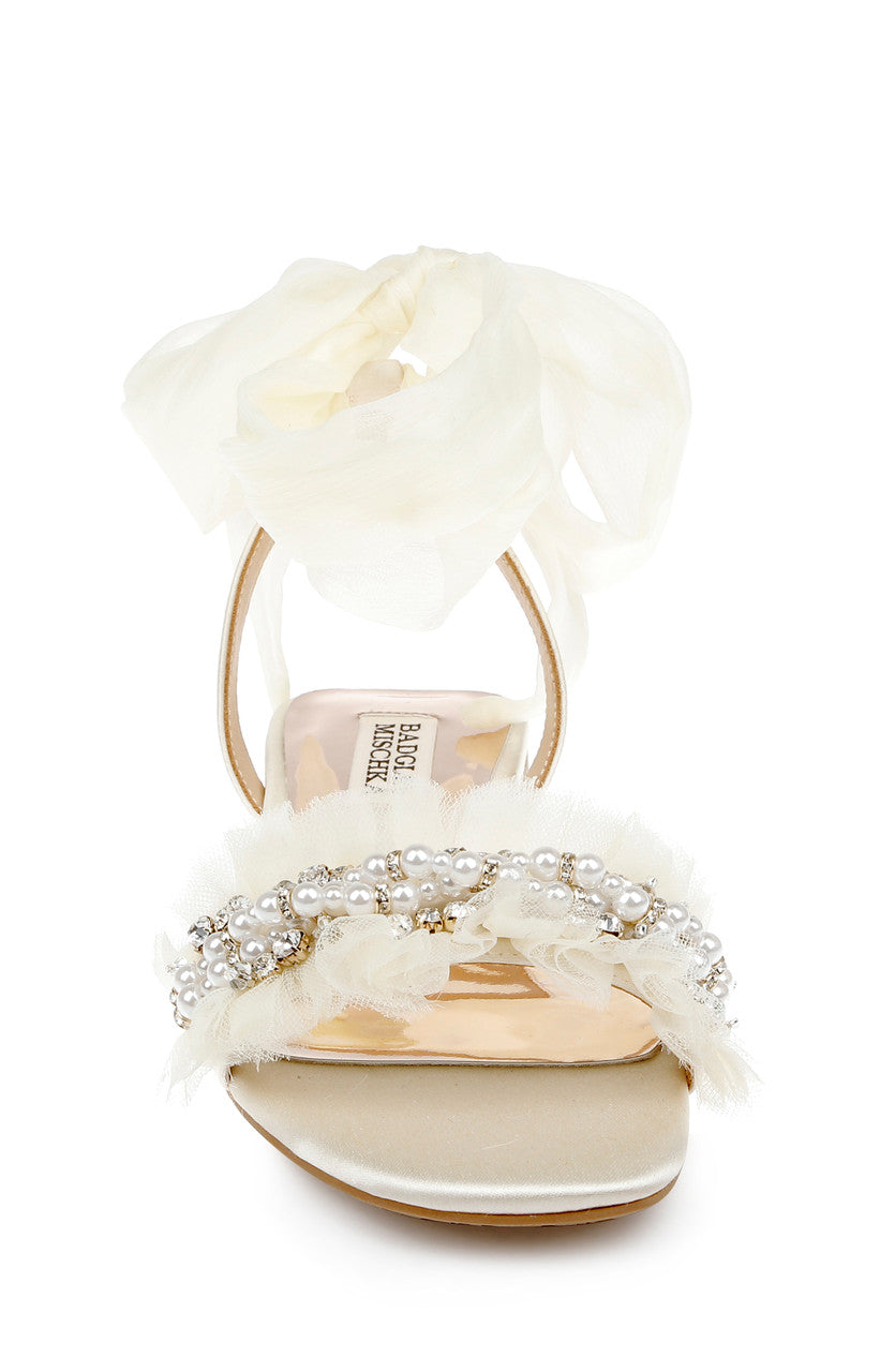 Ivory | Talia Flat Sandal With Chiffon
