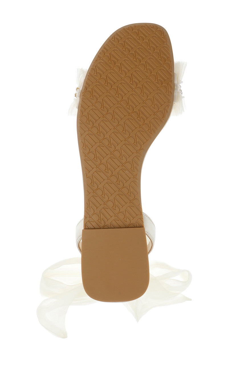 Ivory | Talia Flat Sandal With Chiffon